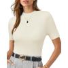 imageArachampampCloz Womens Wool Blend Summer Seamless Tops Slim Fit Shirts 2025White