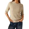 imageArachampampCloz Womens Wool Blend Old Money Cable Knit Elbow Sleeve Sweaters 2025Apricotcable