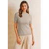 imageArachampampCloz Womens Wool Blend Summer Fall Seamless Rip Resistant Tops Opaque ShirtsBeige