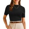 imageArachampampCloz Womens Wool Blend Summer Fall Seamless Rip Resistant Tops Opaque ShirtsBlack
