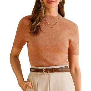 imageArachampampCloz Womens Wool Blend Summer Fall Seamless Rip Resistant Tops Opaque ShirtsCamel