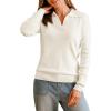 imageArachampampCloz Womens Wool Blend Summer Fall Tops Business Casual Polo Shirts 2025Long Sleeveoffwhite