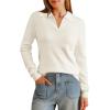 imageArachampampCloz Womens Wool Blend Summer Fall Tops Business Casual Polo Shirts 2025Long Sleeveoffwhite