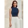 imageArachampampCloz Womens Wool Blend Sweater Soft Mock Neck Fall Casual Tank 2025Dark Blue