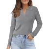 imageArachampampCloz Womens Wool Blend Summer Fall Tops Business Casual Polo Shirts 2025Long Sleevedark Gray