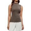 imageArachampampCloz Womens Wool Blend Sweater Soft Mock Neck Fall Casual Tank 2025Coffee