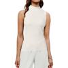 imageArachampampCloz Womens Wool Blend Sweater Soft Mock Neck Fall Casual Tank 2025Offwhite
