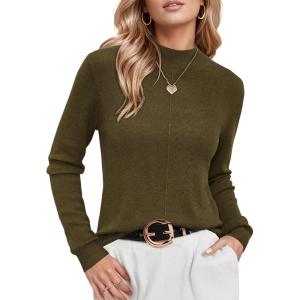 imageArachampampCloz Womens Wool Blend Fall Sweaters Mock Neck Business Casual OutfitsAbrown Green