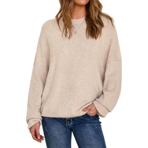 imageArachampampCloz Womens Wool Blend Oversized Sweaters Crewneck Casual Fall Outfits Fashion TopsApricot
