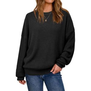 imageArachampampCloz Womens Wool Blend Oversized Sweaters Crewneck Casual Fall Outfits Fashion TopsBalck