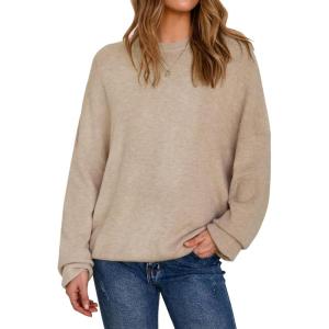 imageArachampampCloz Womens Wool Blend Oversized Sweaters Crewneck Casual Fall Outfits Fashion TopsCamel Oatmeal