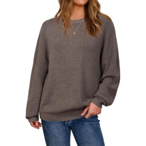 imageArachampampCloz Womens Wool Blend Oversized Sweaters Crewneck Casual Fall Outfits Fashion TopsCoffee