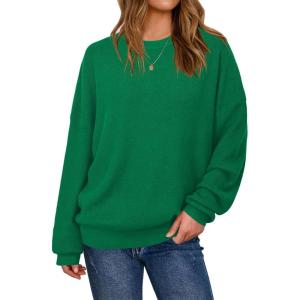 imageArachampampCloz Womens Wool Blend Oversized Sweaters Crewneck Casual Fall Outfits Fashion TopsGreen