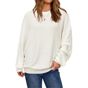 imageArachampampCloz Womens Wool Blend Oversized Sweaters Crewneck Casual Fall Outfits Fashion TopsWhite
