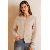 imageArachampampCloz Womens 2025 Summer Lightweight Cropped Cardigan Short Sleeve Crew Neck Bolero Shrug Casual TopAapricot
