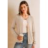 imageArachampampCloz Womens 2025 Summer Lightweight Cropped Cardigan Short Sleeve Crew Neck Bolero Shrug Casual TopAapricot