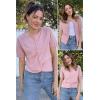 imageArachampampCloz Womens 2025 Summer Lightweight Cropped Cardigan Short Sleeve Crew Neck Bolero Shrug Casual TopDusty Pink