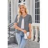 imageArachampampCloz Womens 2025 Summer Lightweight Cropped Cardigan Short Sleeve Crew Neck Bolero Shrug Casual TopGrey
