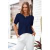 imageArachampampCloz Womens 2025 Summer Lightweight Cropped Cardigan Short Sleeve Crew Neck Bolero Shrug Casual TopNavy