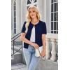 imageArachampampCloz Womens 2025 Summer Lightweight Cropped Cardigan Short Sleeve Crew Neck Bolero Shrug Casual TopNavy