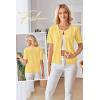 imageArachampampCloz Womens 2025 Summer Lightweight Cropped Cardigan Short Sleeve Crew Neck Bolero Shrug Casual TopYellow