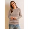 imageArachampampCloz Womens Wool Blend Classic Crew Neck Casual Fall SweatersCableapricot