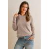 imageArachampampCloz Womens Wool Blend Classic Crew Neck Casual Fall SweatersCableapricot