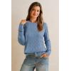 imageArachampampCloz Womens Wool Blend Classic Crew Neck Casual Fall SweatersCableblue