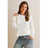 imageArachampampCloz Womens Wool Blend Classic Crew Neck Casual Fall SweatersCablewhite