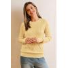 imageArachampampCloz Womens Wool Blend Classic Crew Neck Casual Fall SweatersCableyellow