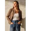 imageArachampampCloz Womens Wool Blend Cropped Jacket Fall Fashion Button Down Shackets 2025Brown