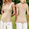 imageArachampampCloz Womens Wool Blend Sweaters Non See Through Double VNeck AllSeason Tank 2025Khaki