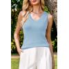 imageArachampampCloz Womens Wool Blend Sweaters Non See Through Double VNeck AllSeason Tank 2025Light Blue