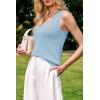 imageArachampampCloz Womens Wool Blend Sweaters Non See Through Double VNeck AllSeason Tank 2025Light Blue