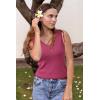 imageArachampampCloz Womens Wool Blend Sweaters Non See Through Double VNeck AllSeason Tank 2025Rose Red