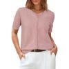imageArachampampCloz Womens 2025 Summer Lightweight Cropped Cardigan Short Sleeve Crew Neck Bolero Shrug Casual TopDusty Pink