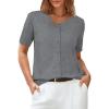 imageArachampampCloz Womens 2025 Summer Lightweight Cropped Cardigan Short Sleeve Crew Neck Bolero Shrug Casual TopGrey