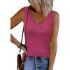 imageArachampampCloz Womens Wool Blend Sweaters Non See Through Double VNeck AllSeason Tank 2025Rose Red
