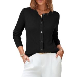 imageArachampampCloz Womens 2025 Summer Lightweight Cropped Cardigan Short Sleeve Crew Neck Bolero Shrug Casual TopAblack