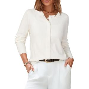 imageArachampampCloz Womens 2025 Summer Lightweight Cropped Cardigan Short Sleeve Crew Neck Bolero Shrug Casual TopAoff White
