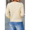 imageArachampampCloz Womens Wool Blend Puff Sleeve Fall Cable Knit Cardigan Sweaters 2025Beige
