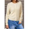 imageArachampampCloz Womens Wool Blend Puff Sleeve Fall Cable Knit Cardigan Sweaters 2025Beige