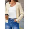 imageArachampampCloz Womens Wool Blend Puff Sleeve Fall Cable Knit Cardigan Sweaters 2025Beige
