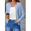 imageArachampampCloz Womens Wool Blend Puff Sleeve Fall Cable Knit Cardigan Sweaters 2025Blue