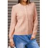 imageArachampampCloz Womens Wool Blend Puff Sleeve Fall Cable Knit Cardigan Sweaters 2025Pink