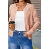 imageArachampampCloz Womens Wool Blend Puff Sleeve Fall Cable Knit Cardigan Sweaters 2025Pink