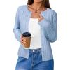 imageArachampampCloz Womens Wool Blend Puff Sleeve Fall Cable Knit Cardigan Sweaters 2025Blue