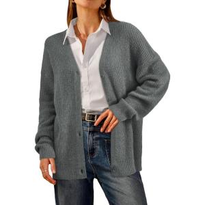 imageArachampampCloz Womens Mohair Wool Blend Fall Chunky Business Cardigan Sweaters 2025Dark Gray