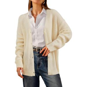 imageArachampampCloz Womens Mohair Wool Blend Fall Chunky Business Cardigan Sweaters 2025Offwhite