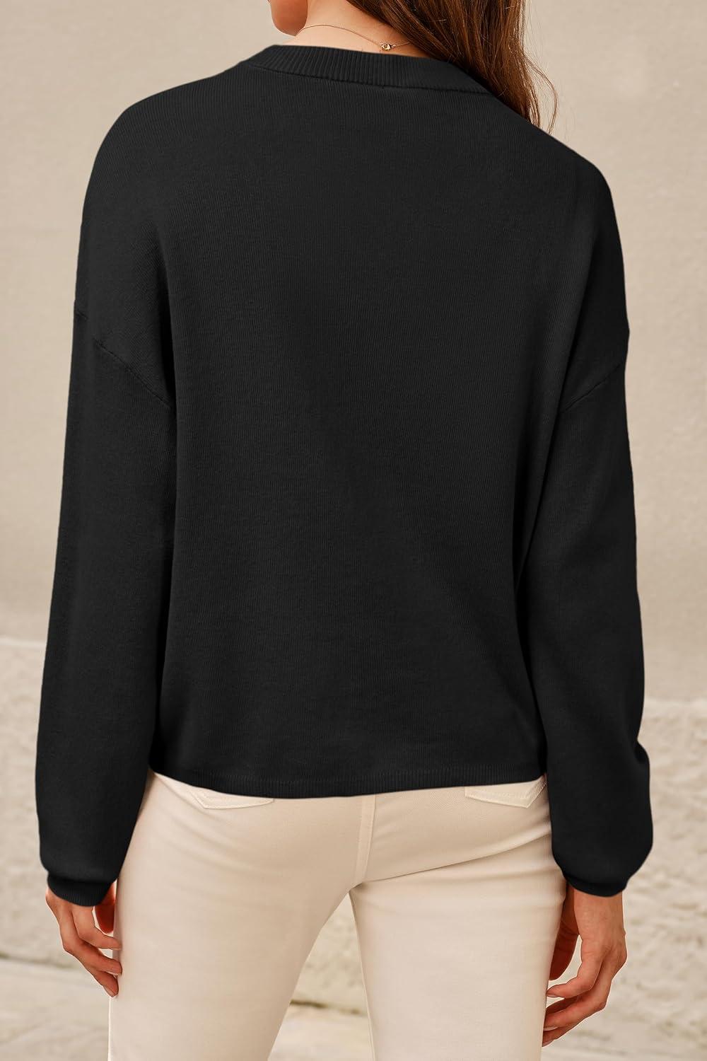 imageArachampampCloz Womens 100 Cotton Crew Neck Fall Casual Relaxed Fit Sweater Tops 2025Black